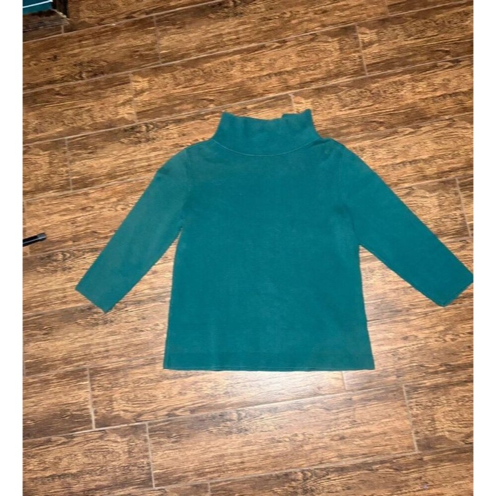 Talbots Emerald Green Mock Neck 3/4 Sleeve Sweater - M